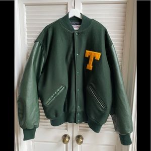 Men’s 3XL Delong Letterman Jacket Green Wool